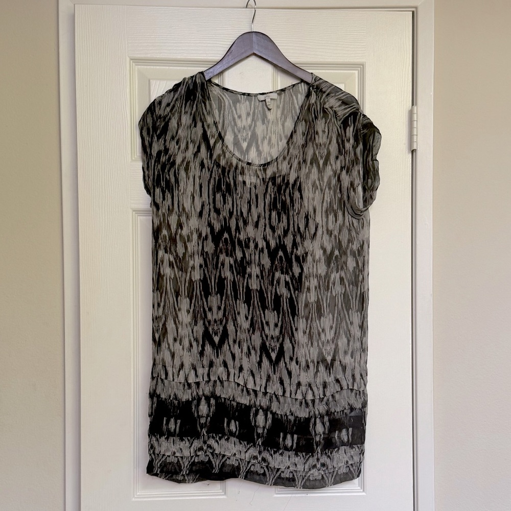 JOIE Semi Sheer Print Silk Dress with Cami - XS